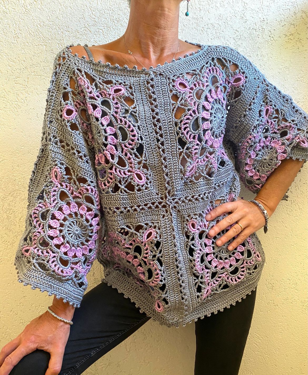Modèle PDF de pull en dentelle au crochet 🇩🇪