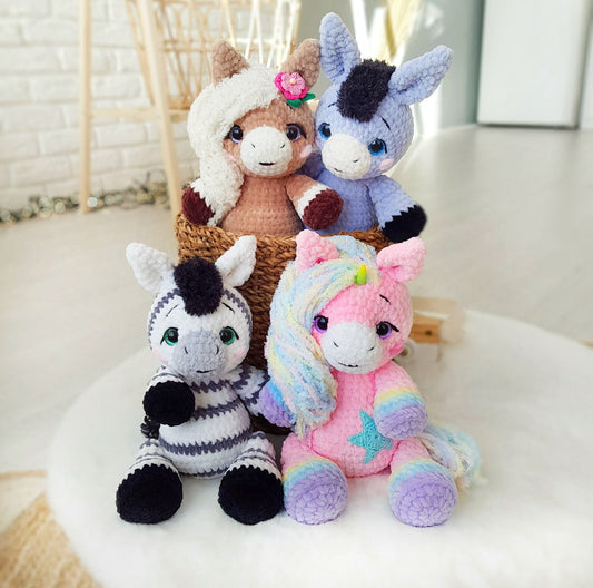 Patron de crochet 4 en 1 d'animaux à sabots mignons (PDF) 🇩🇪