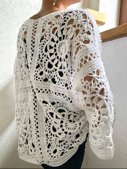 Modèle PDF de pull en dentelle au crochet 🇩🇪